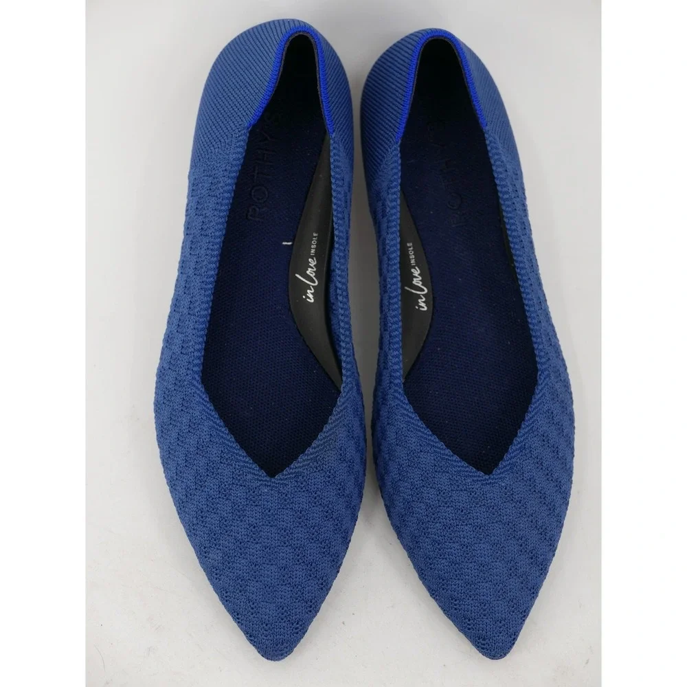 Rothy's The Point Flats Blue Knit Pointed Toe Washable Women's Size 7.5